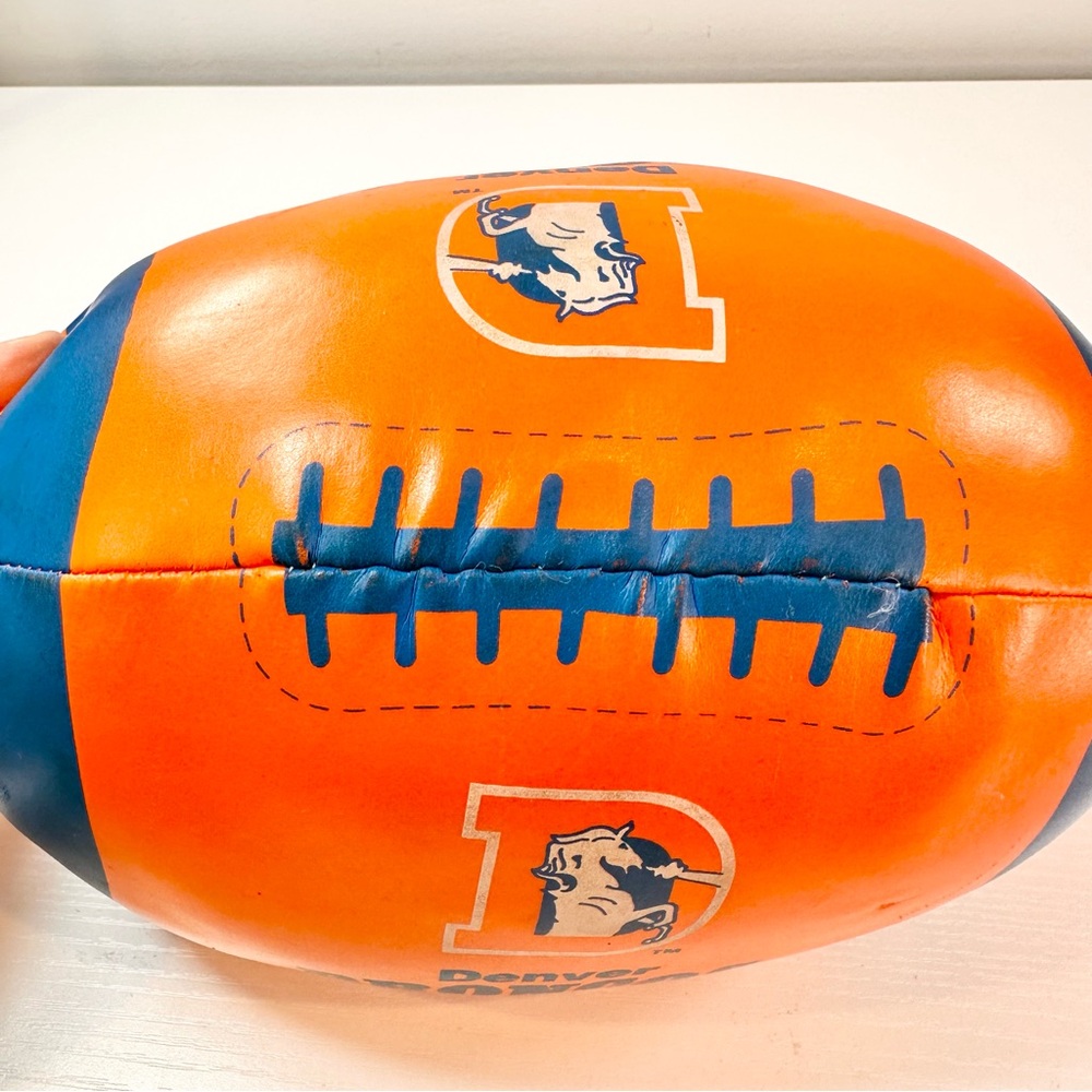 Vintage 1991 Denver Broncos Orange and Blue Stuffed Football NFL - Picture 8 of 16